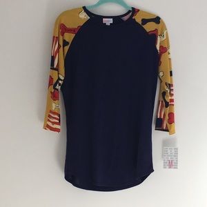 Patriotic dog NWT Baseball Tee - Dog w flag